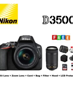 Nikon D3500 Kit lens + Zoom Lens + Card + Bag +Hood + Protector + Filter