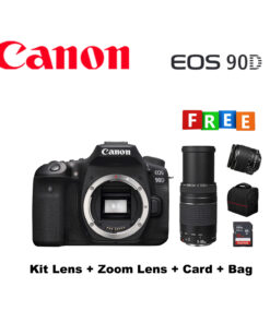 Canon EOS 90D DSLR Camera Kit Lens + Zoom Lens + Card + Bag