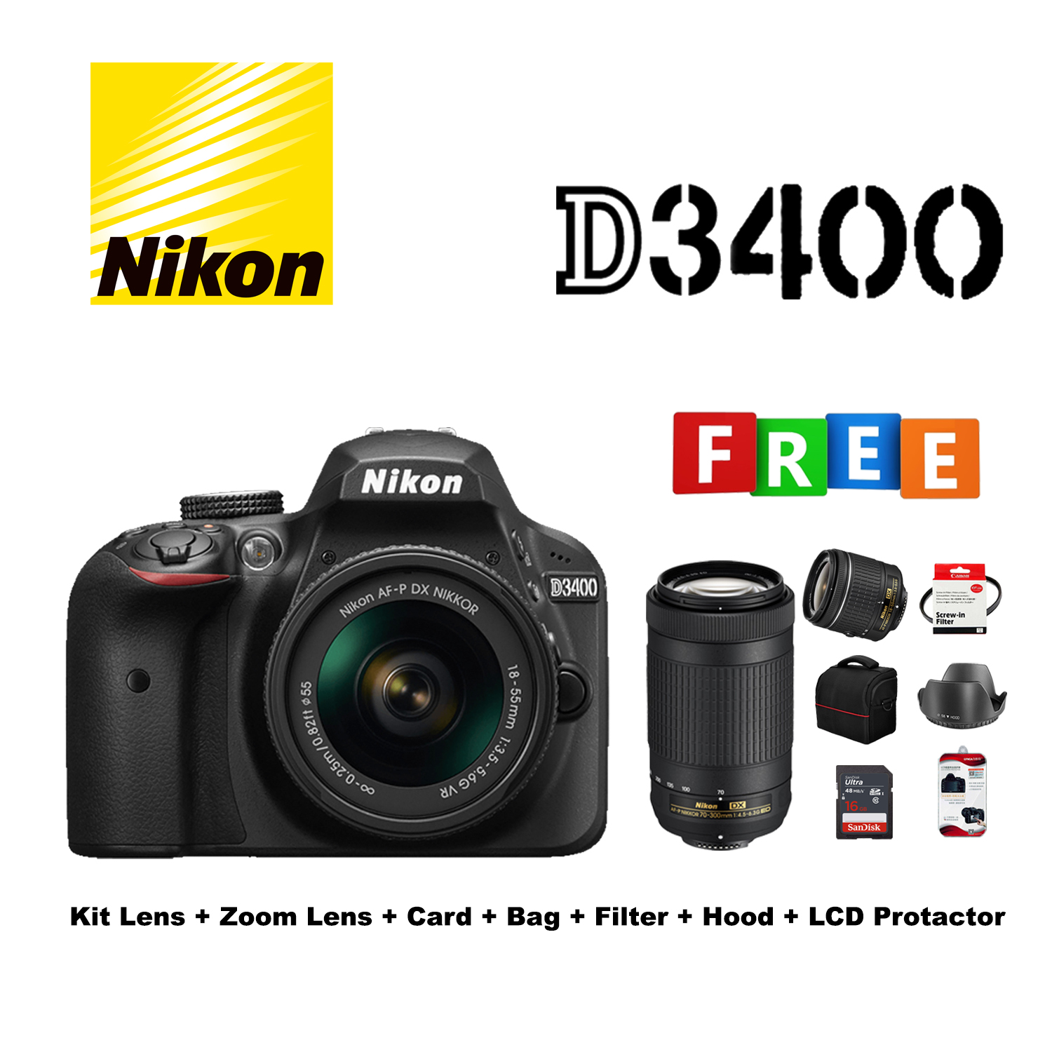 Vs Nikon D3400 Sony D3400 Nikon D3400 N1510 With Lenses Bag More