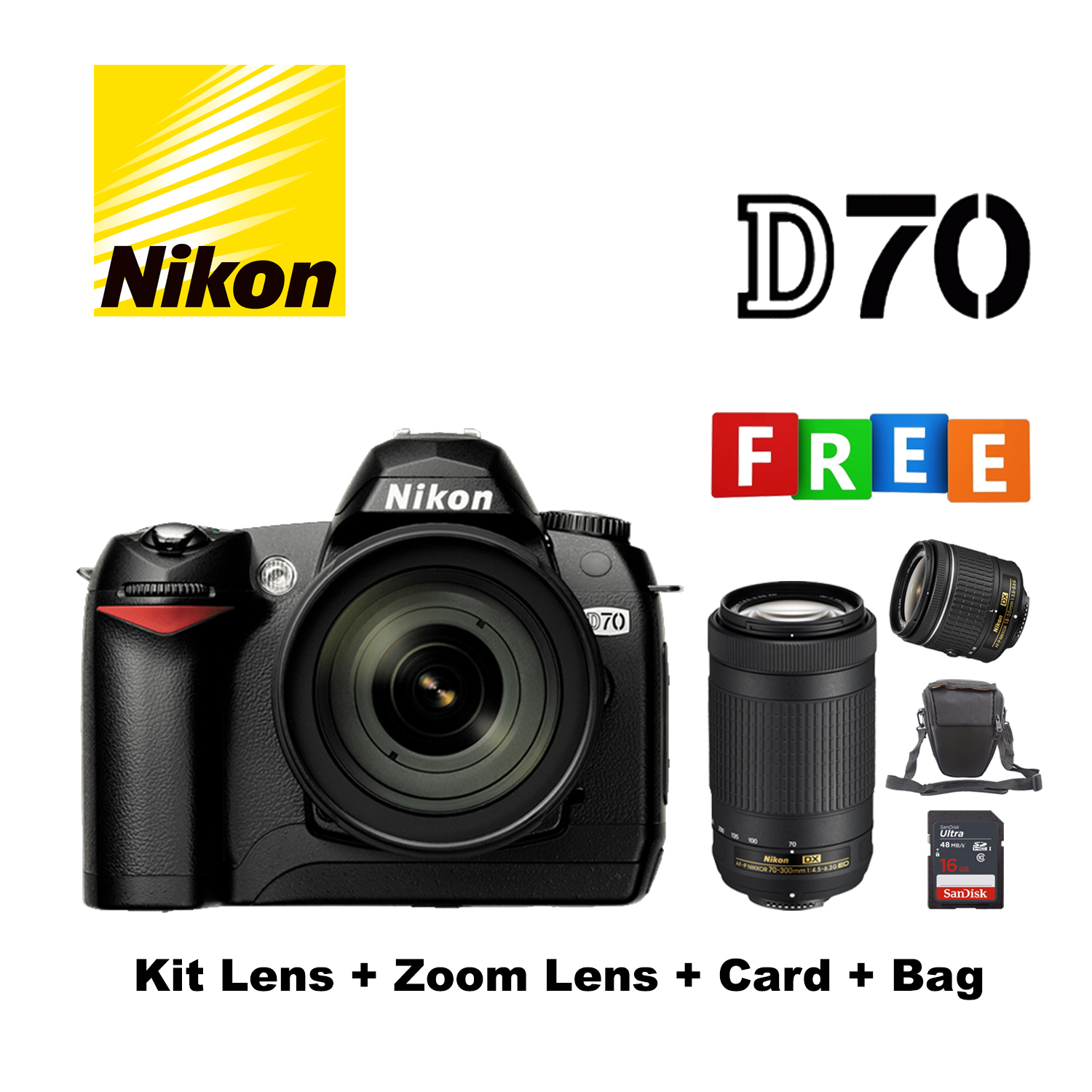 Nikon D70 Kit Lens Zoom Lens Card Bag